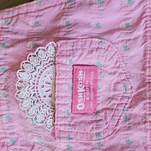 Vintage OshKosh Pink Tab Pink Floral Overall Dress / Dressall, Size 6X - Picture 3 of 14